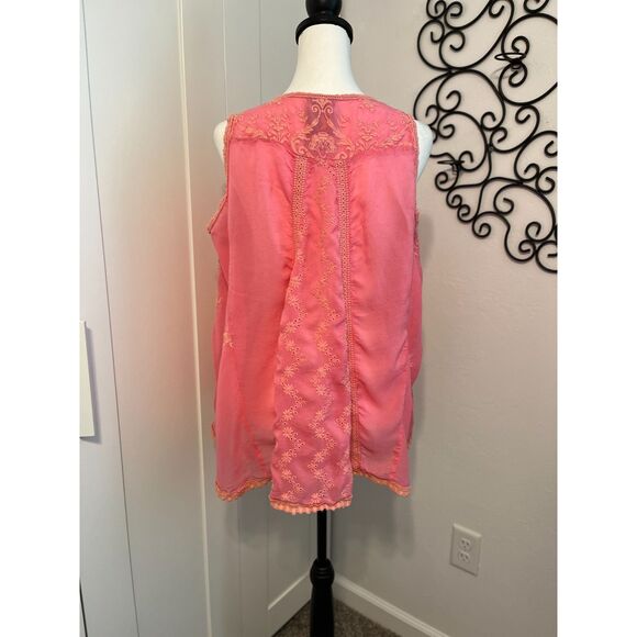 Johnny Was Coral Sleeveless Flowy Shirt Size Small - Picture 5 of 14